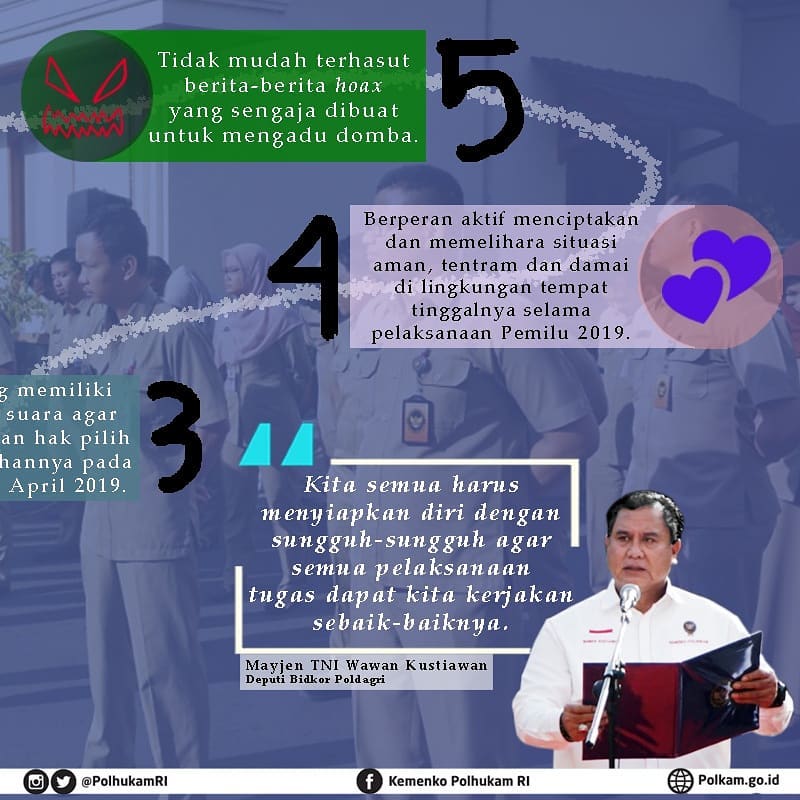 5 Pesan Deputi Bidang Koordinasi Politik Bidang Dalam Negeri kepada seluruh personel Kemenko Polhukam - 20190117